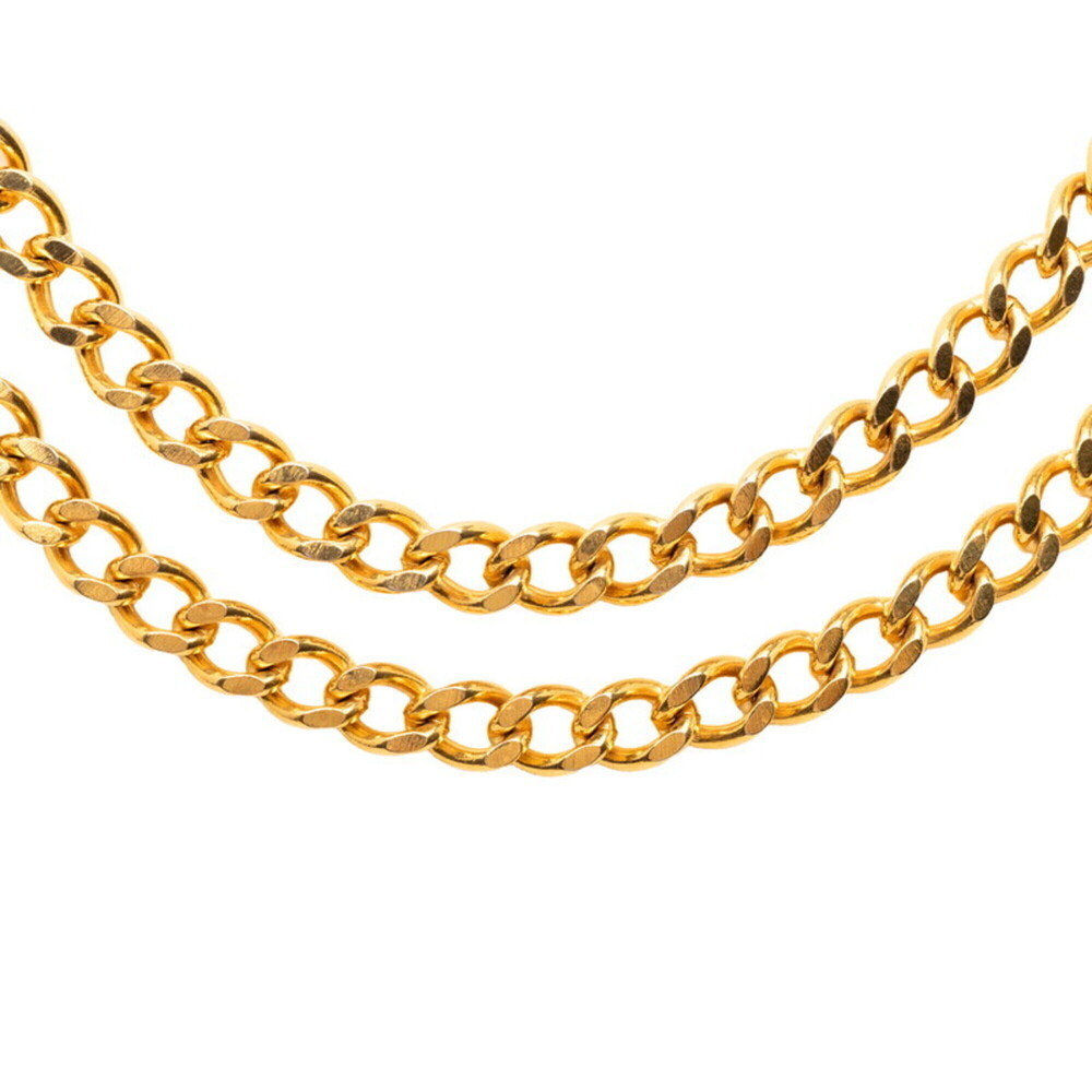 Chanel Double Chain Necklace, Gold Plated, Women's